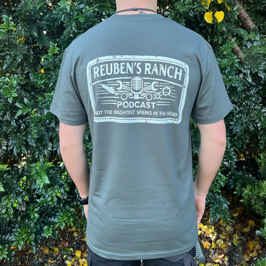 Rancher's Staple Petrol Blue Tee Men's White Logo