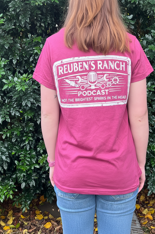 Rancher's Berry Maple Tee Ladies White Logo