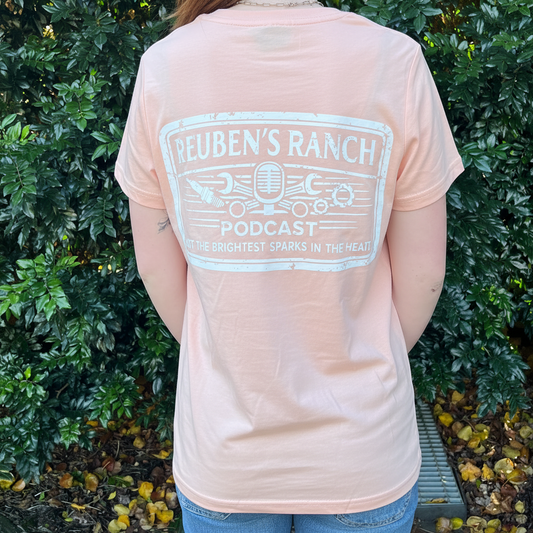Rancher's Pale Pink Maple Tee Ladies White Logo