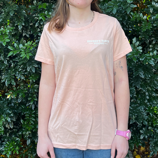 Rancher's Pale Pink Maple Tee Ladies White Logo