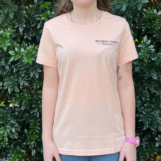 Rancher's Pale Pink Maple Tee Ladies Black Logo